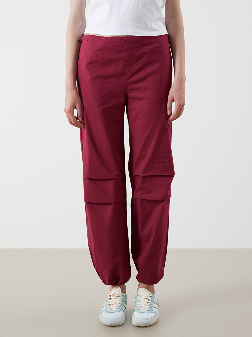 Elasticated Waist Poplin Women's Trousers-1