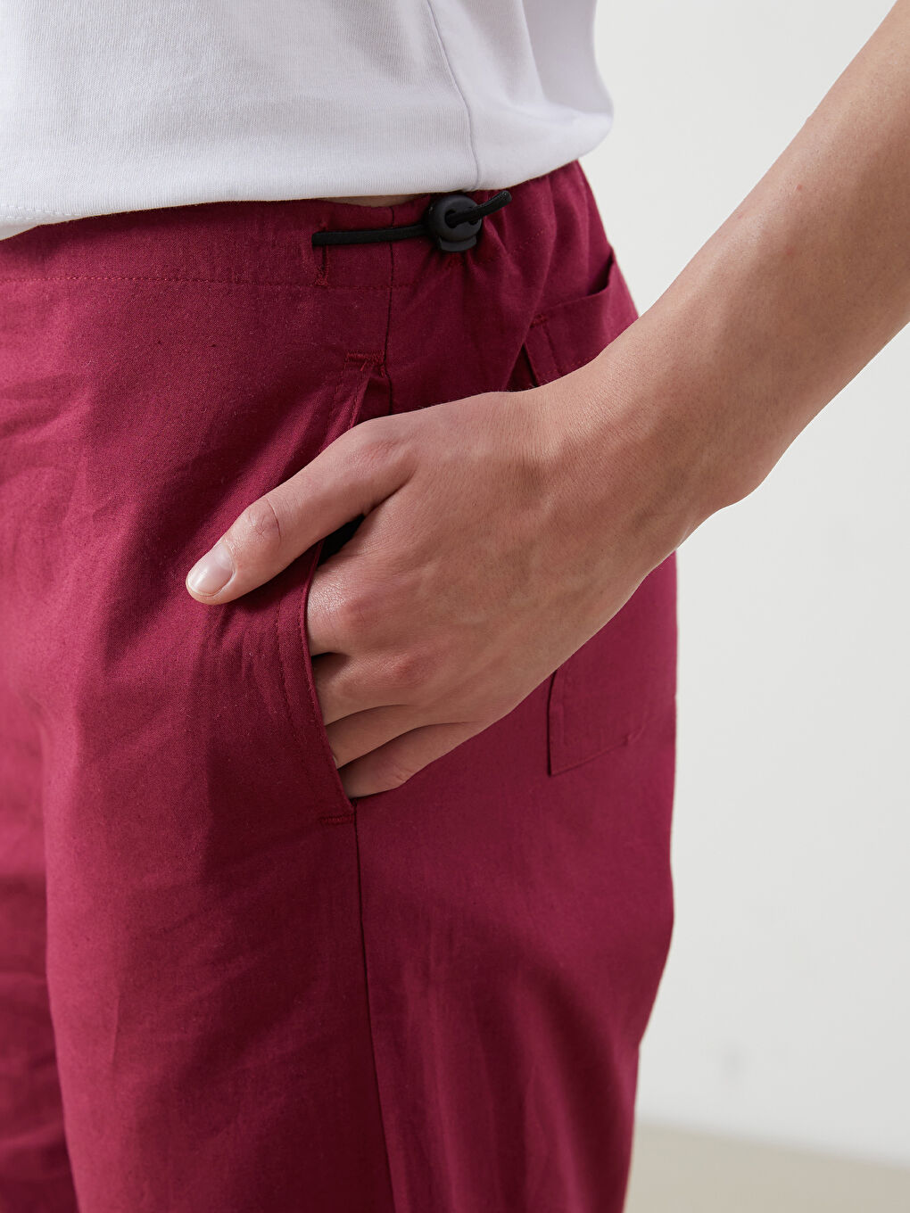 Elasticated Waist Poplin Women's Trousers-2