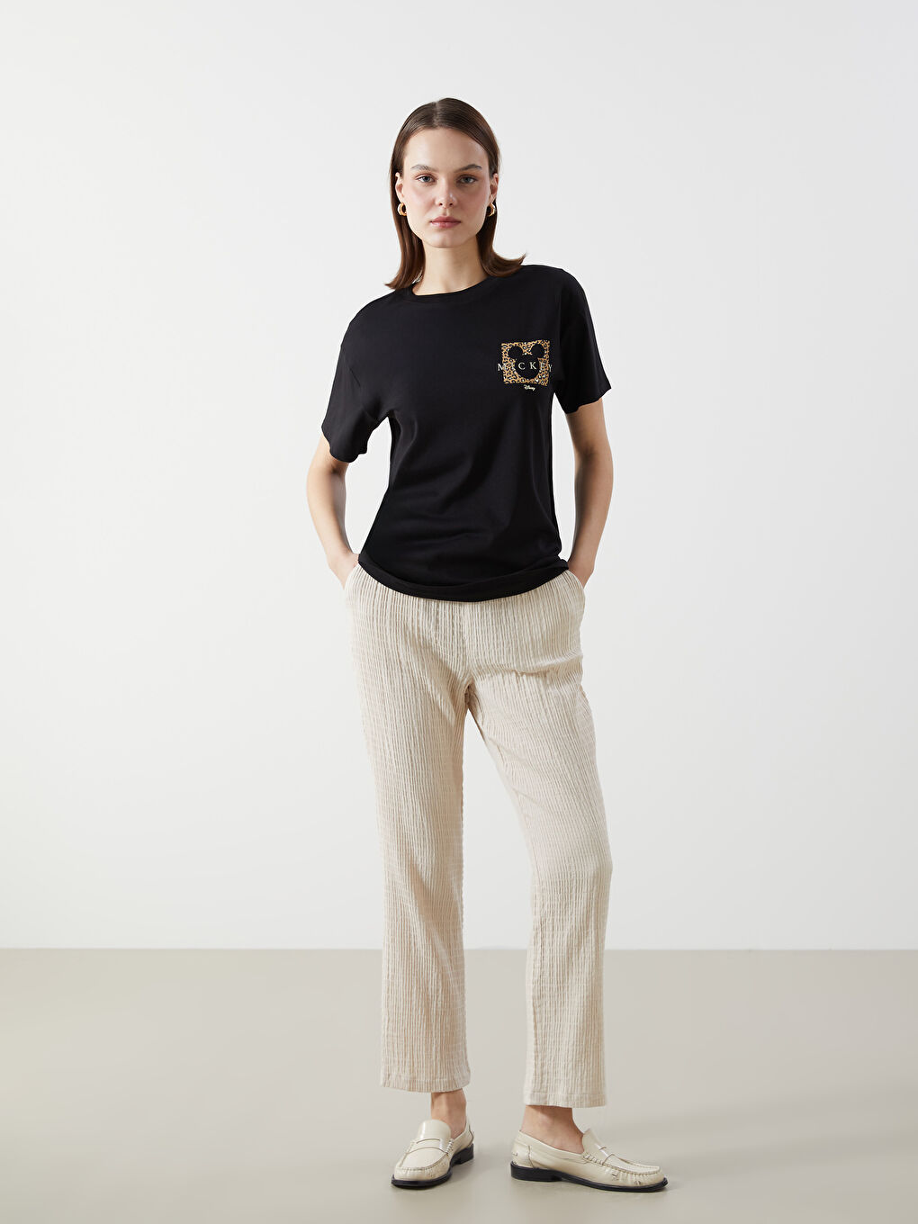 Elastic Waist Textured Women's Trousers -S5JV16Z8-SJJ