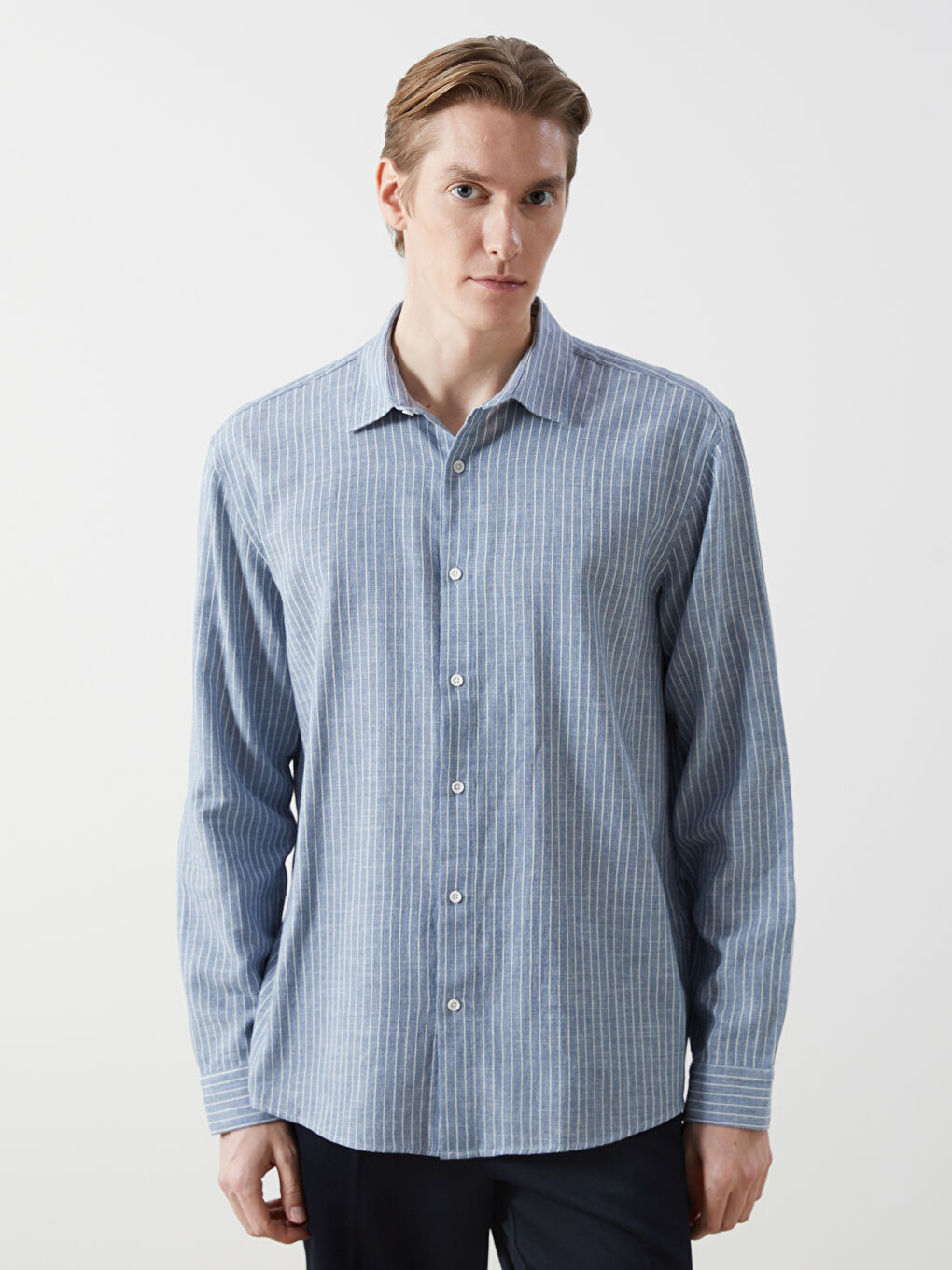 Mavi Regular Fit Uzun Kollu Çizgili Erkek Gömlek