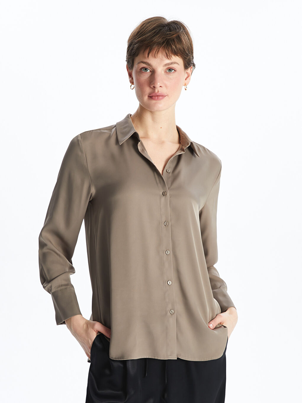 Satin Women's Shirt -S5JV59Z8-GY7