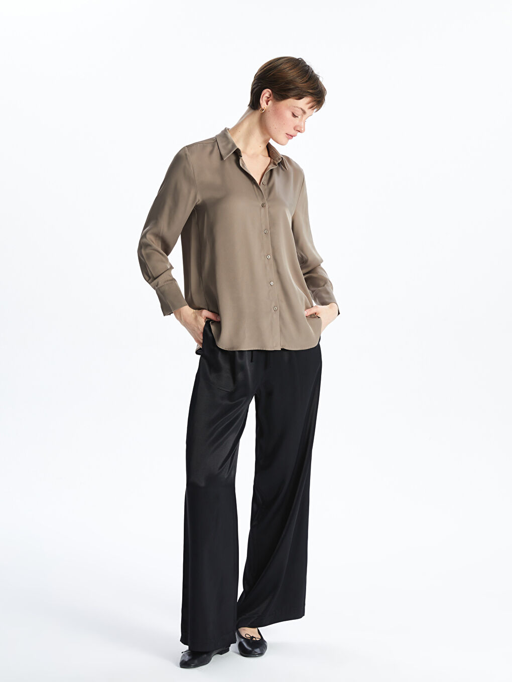 Satin Women's Shirt -S5JV59Z8-GY7