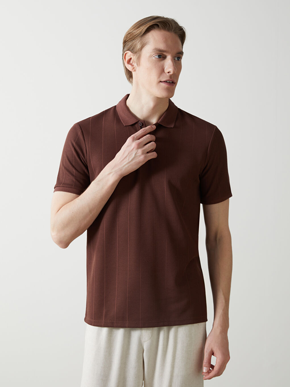 Polo Neck Striped Men's T-Shirt