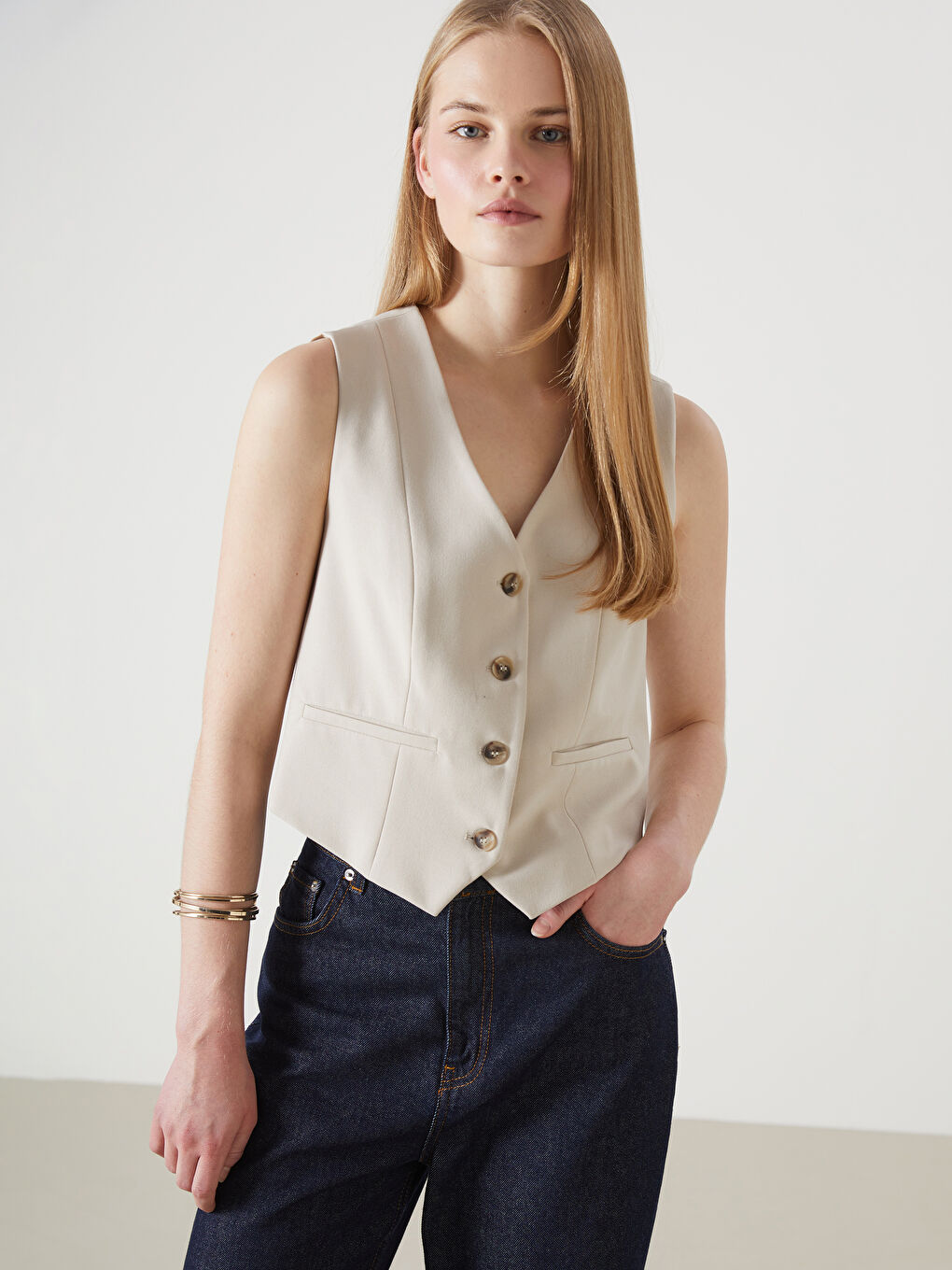V Neck Women's Classic Vest -S5JV62Z8-R9J