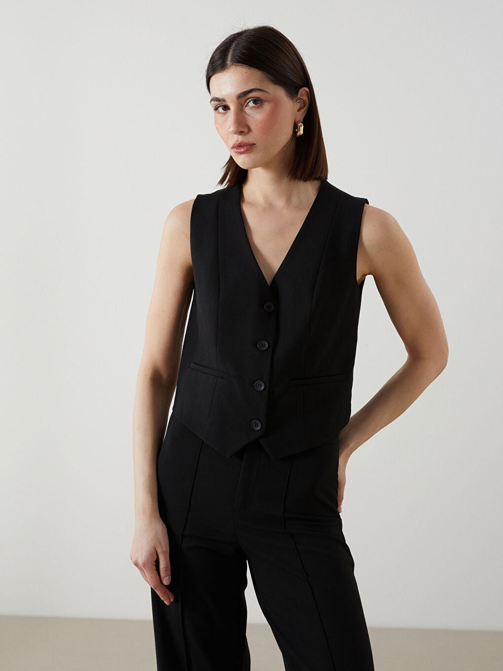 V Neck Women's Classic Vest -S5JV62Z8-CVL