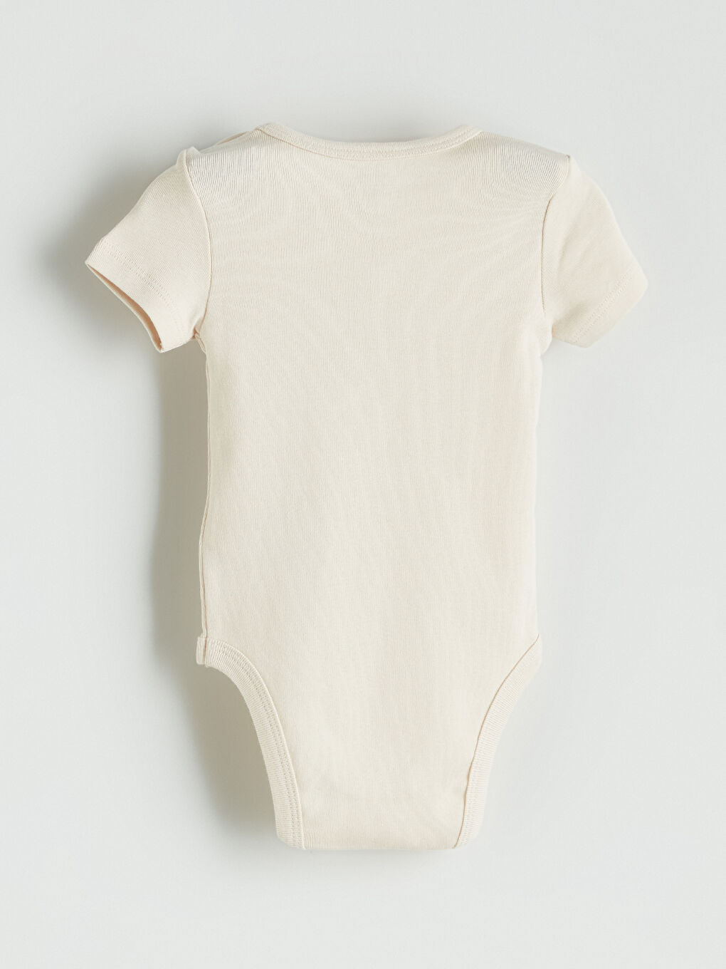 Bej Kısa Kollu Bisiklet Yaka Erkek Bebek Body-1