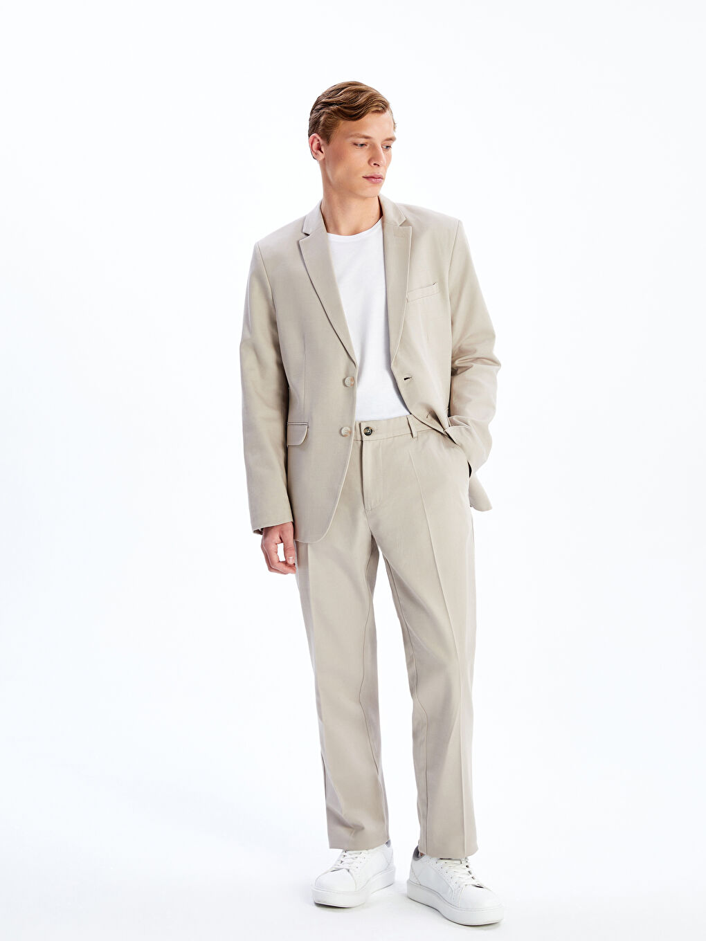 Standard Fit Linen Blended Men's Trousers -S5JV85Z8-CR8