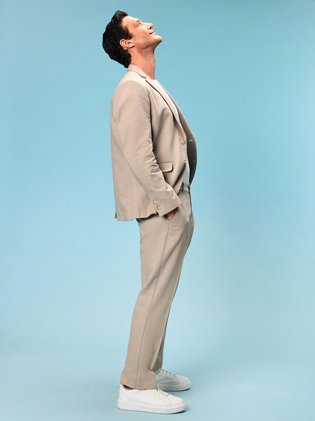 Standard Fit Linen Blend Men's Trousers -S5JV85Z8-CR8