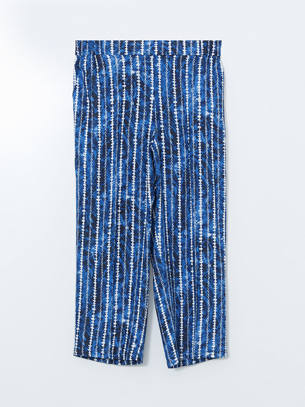 LCW Grace Elastic Waist Patterned Linen Blend Women's Capri Pants -S5JY28Z8-LS3