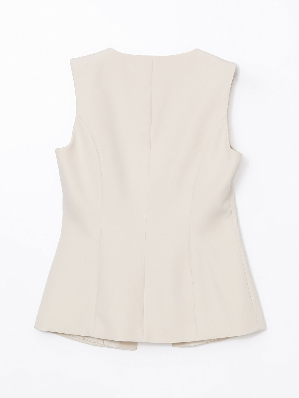 Ekru Bisiklet Yaka Kadın Klasik Yelek-6