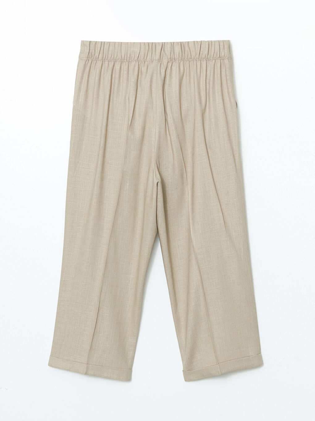 LCW Grace Elasticated Waist Linen Blend Women's Capri -S5JY38Z8-CWP