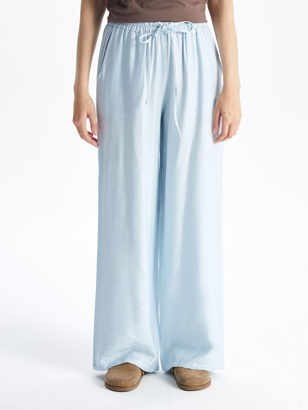 Elastic Waist Wide Leg Women's Trousers -S5JY41Z8-QWQ