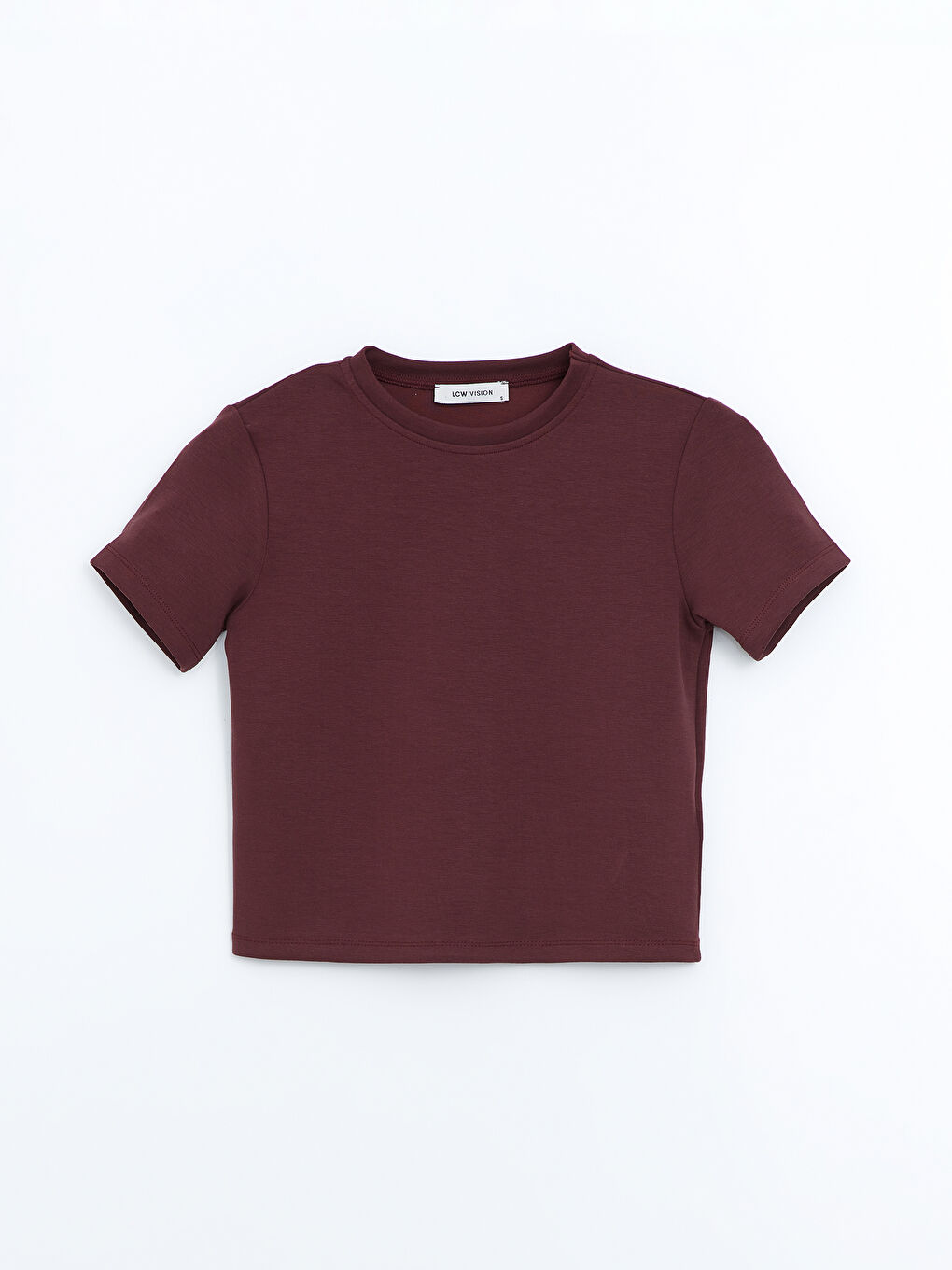 LCW Vision Bordo Bisiklet Yaka Kadın Tişört - 4