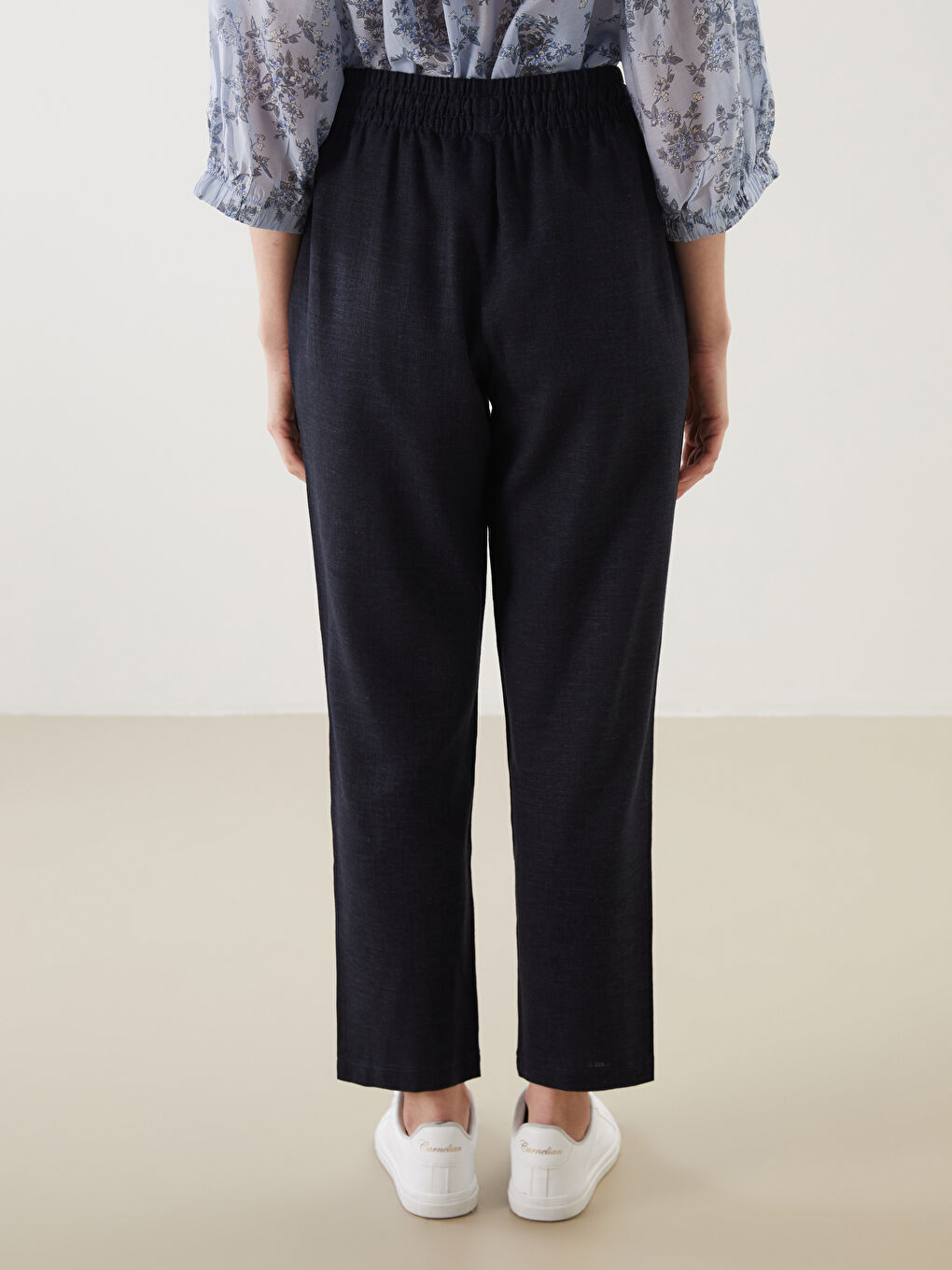 Elastic Waist Linen Blend Women'S Pants -S5JY58Z8-CS0