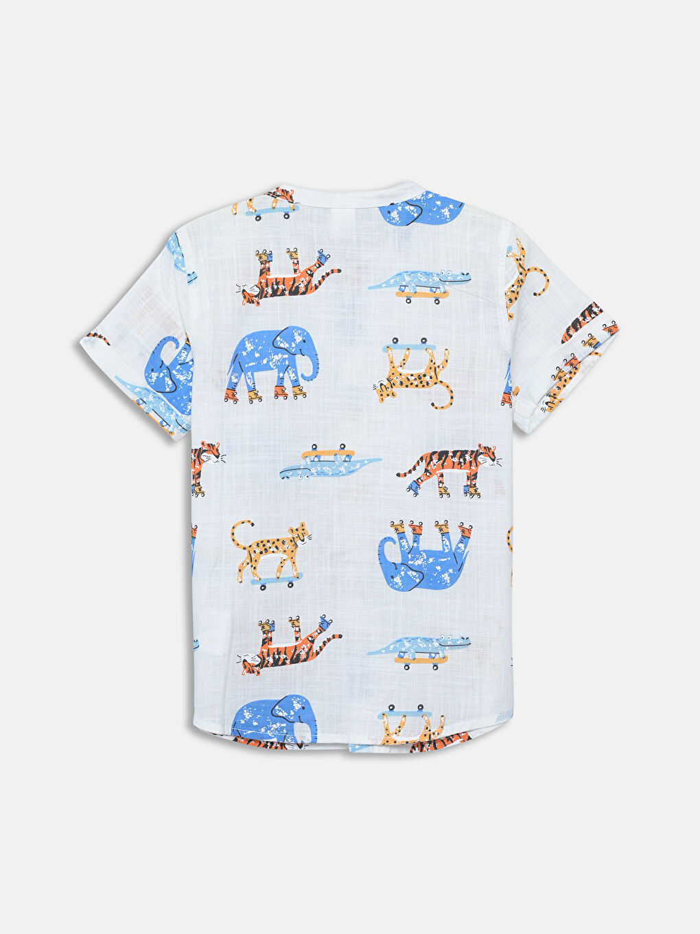 LCW ECO Grandad Collar Short Sleeve Printed Cotton Baby Boy Shirt -S5JY59Z1-LQE