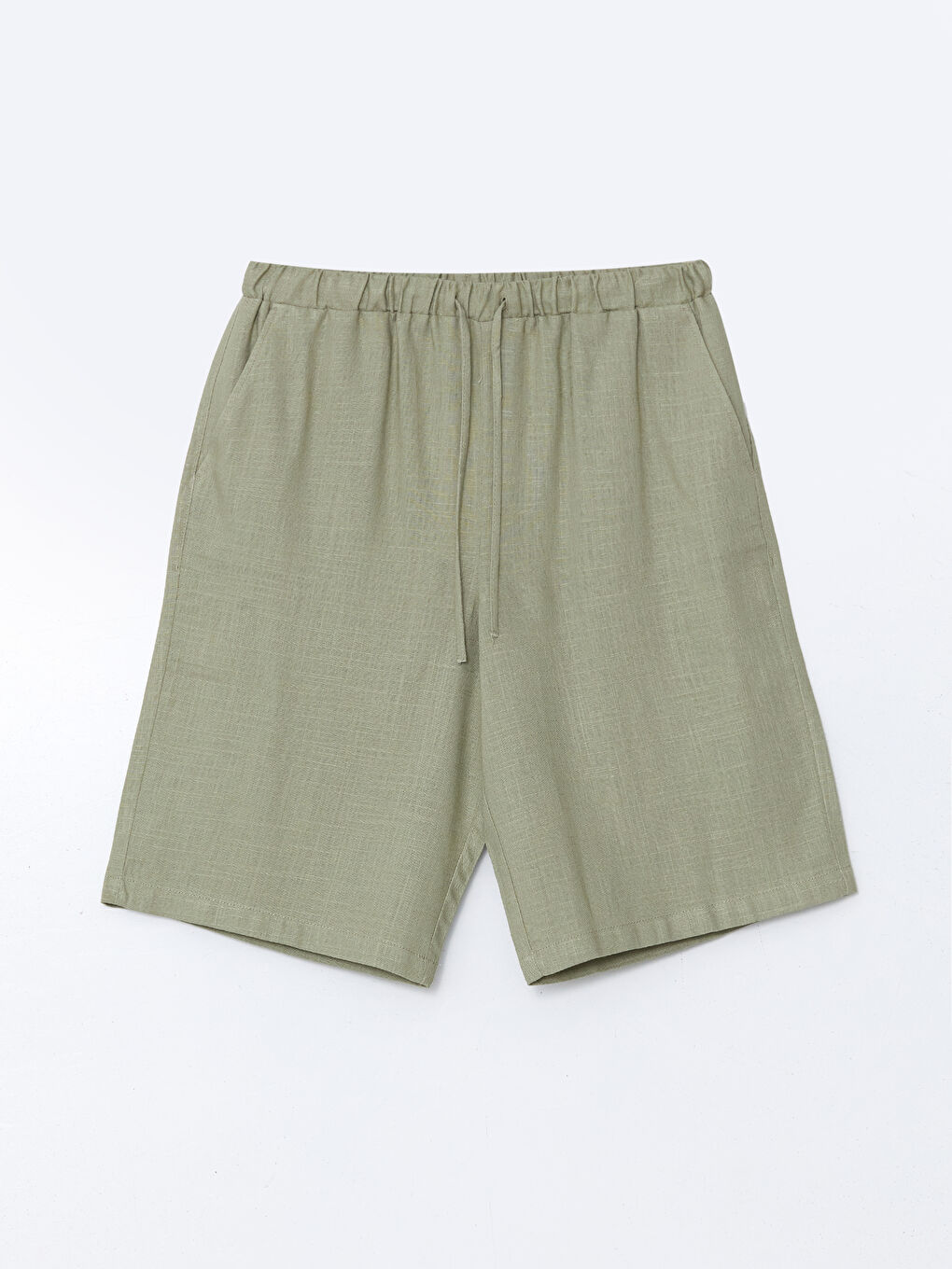 Plain Linen Blend Women's Shorts with Elastic Waist -S5JY63Z8-CTA