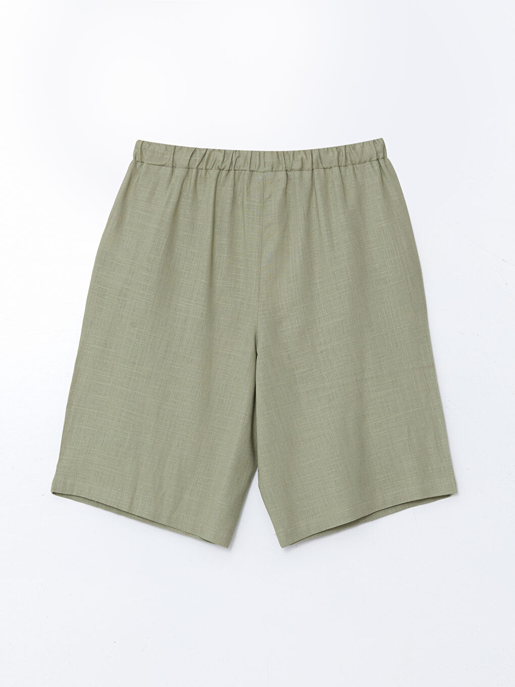 Plain Linen Blend Women's Shorts with Elastic Waist -S5JY63Z8-CTA