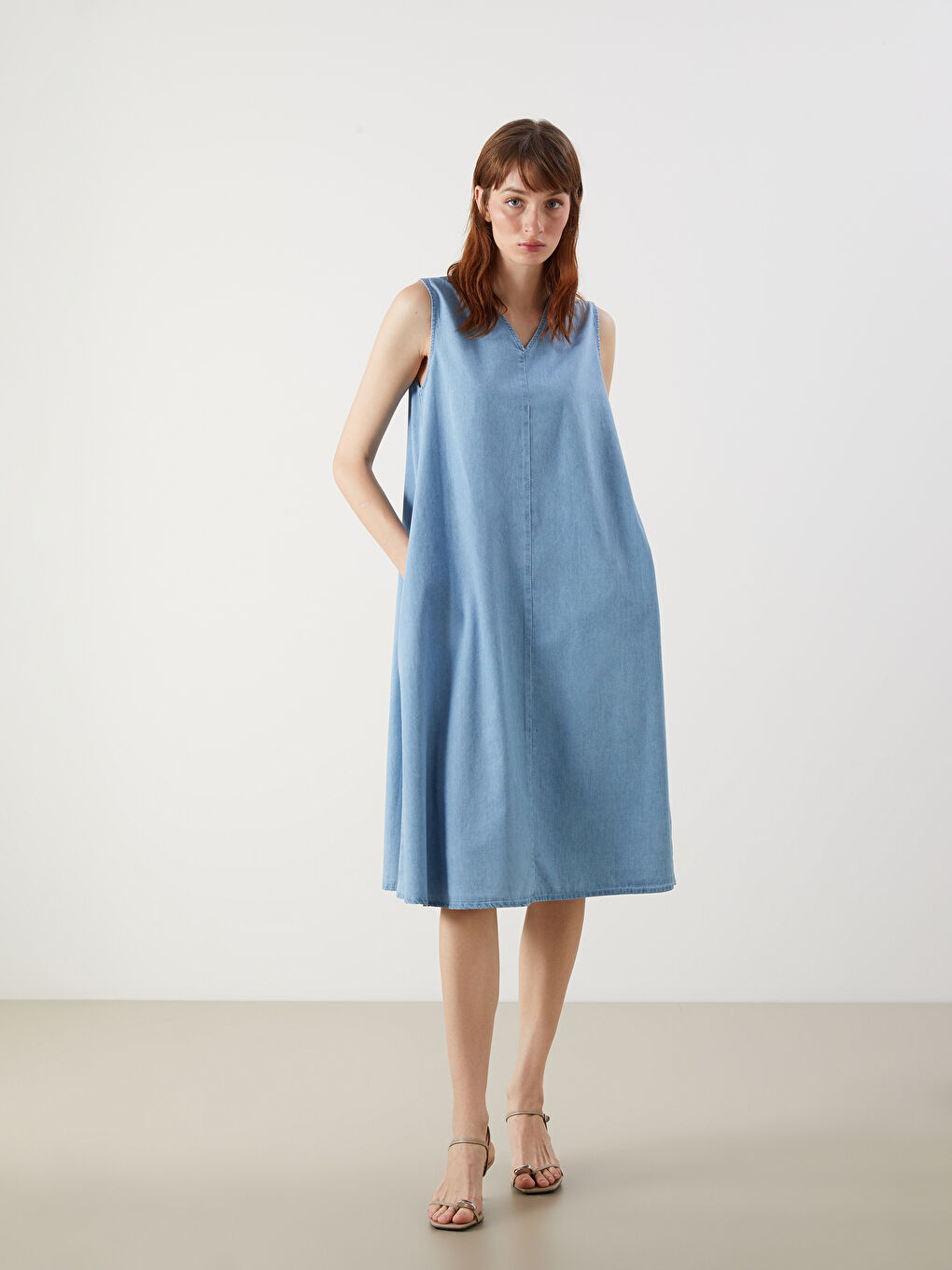 LCW Grace Woman BEIGE Denim Dress -S5JY66Z8-315