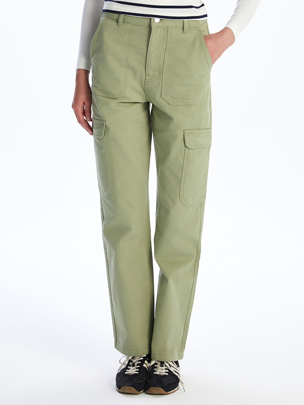 Straight Fit Women's Cargo Jeans-1