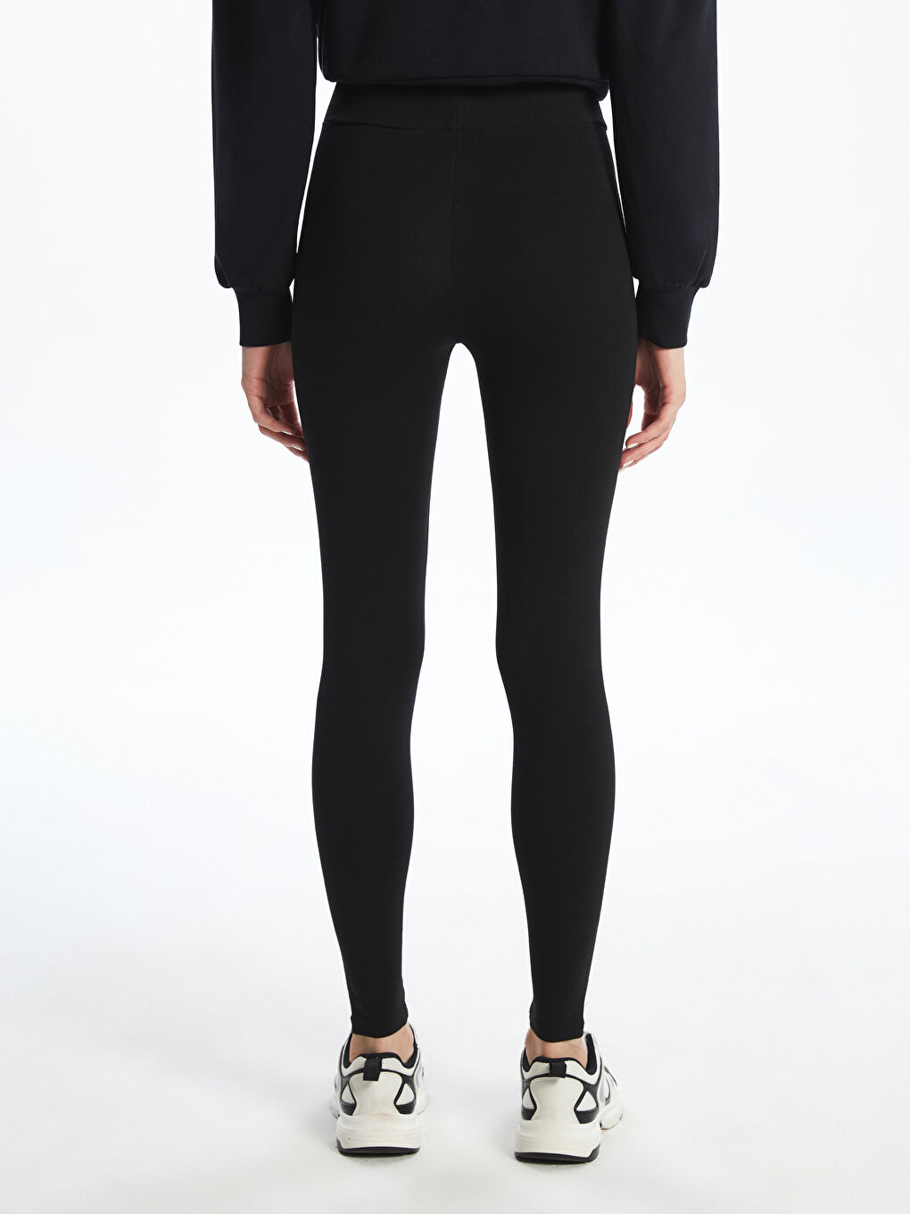 Siyah Beli Lastikli Kadın Spor Tayt-3