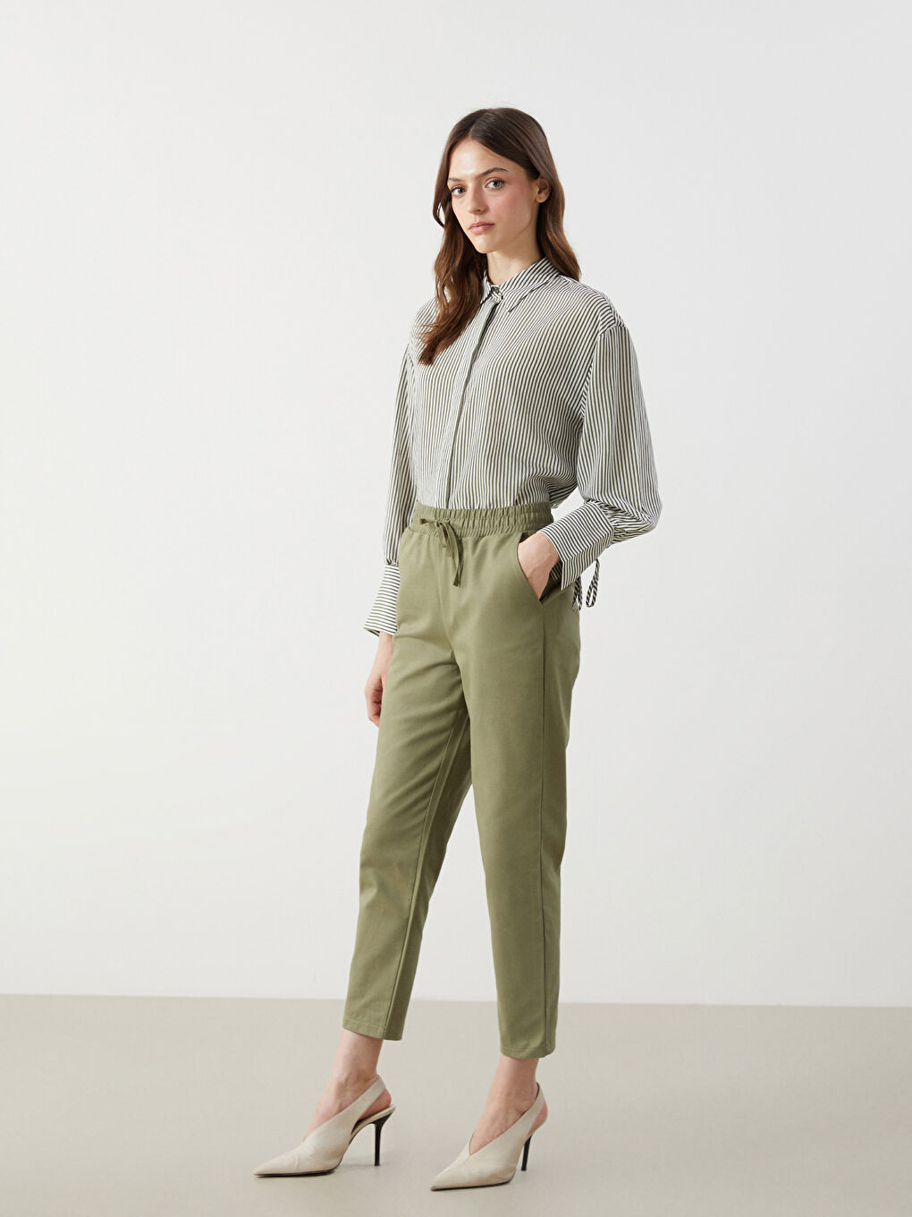 Elastic Waist Women'S Pants -S5JY94Z8-GUY