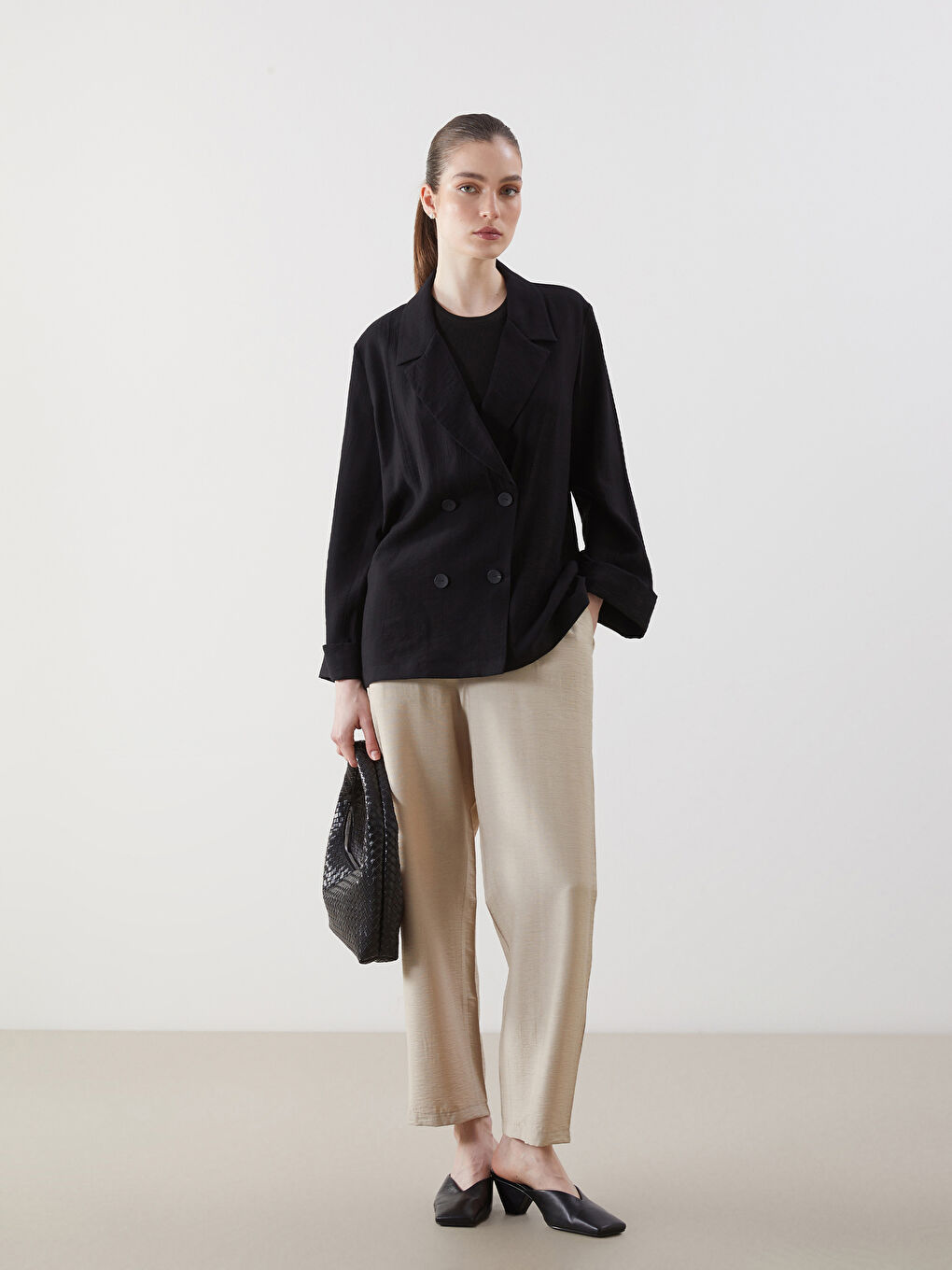 Siyah Loose Fit Kadın Blazer Ceket