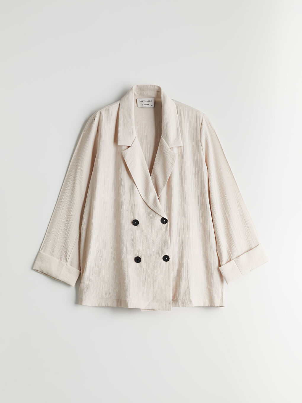 Bej Loose Fit Kadın Blazer Ceket-4