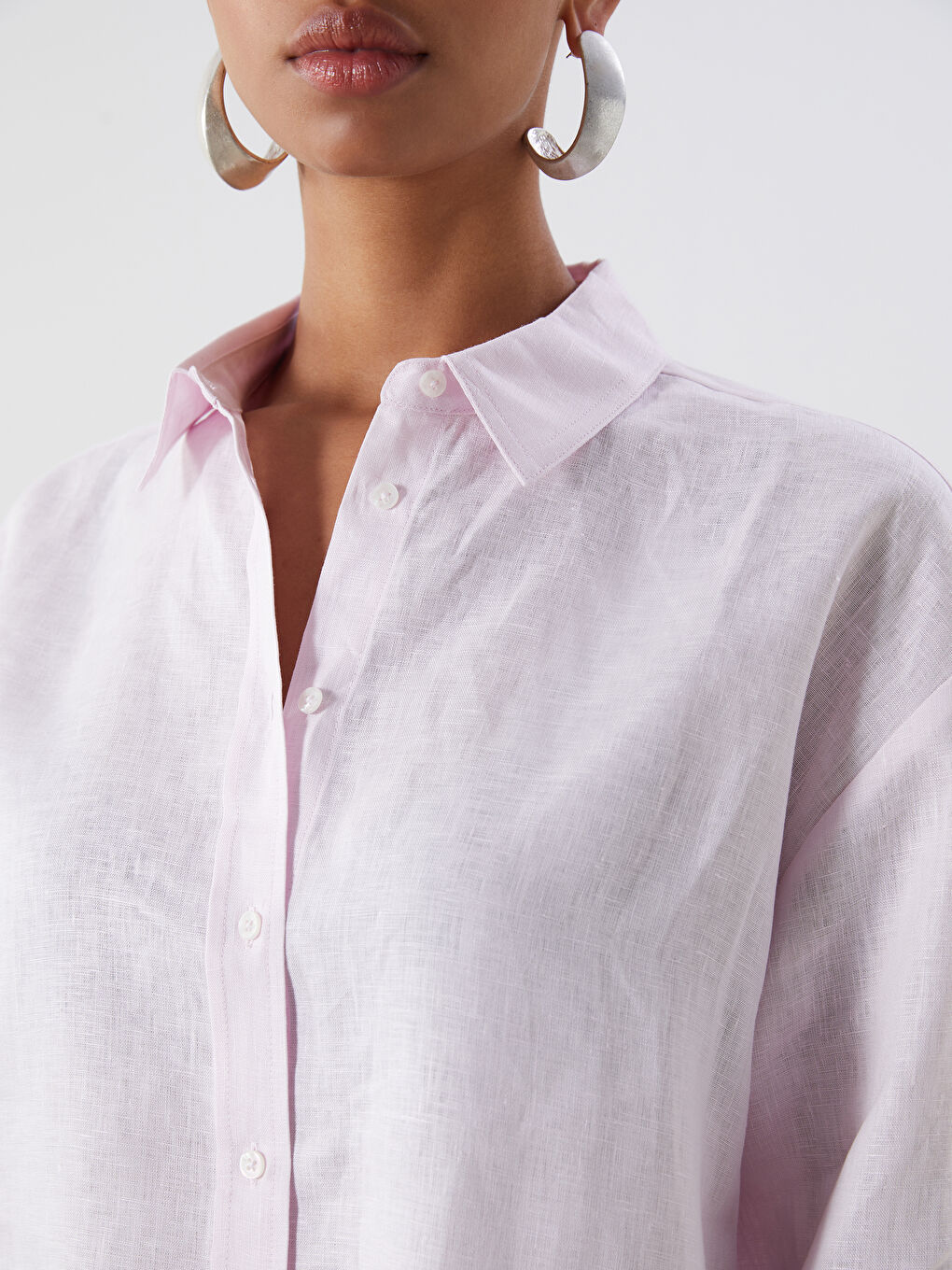 LC Waikiki Oversize Linen Women's Shirt -S5K015Z8-QVT