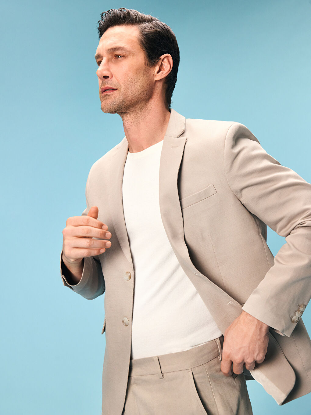 Slim Fit Linen Blend Men's Blazer Jacket -S5K023Z8-CR8