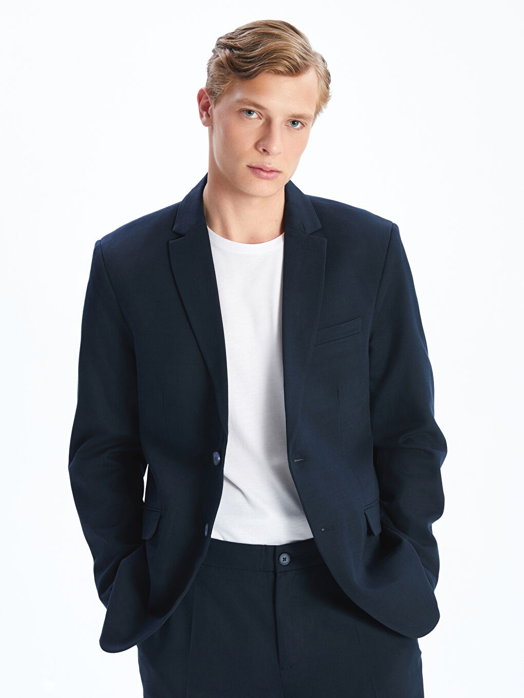 Slim Fit Linen Blended Men's Blazer Jacket -S5K023Z8-VJ3