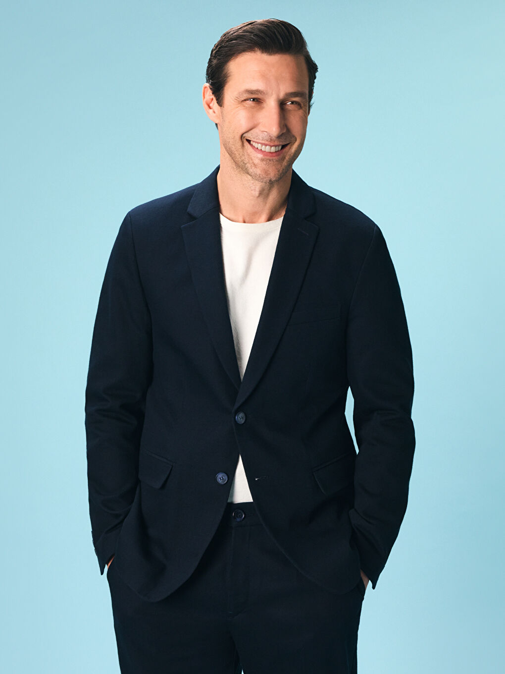Standard Fit Linen Blend Men's Blazer Jacket -S5K023Z8-VJ3