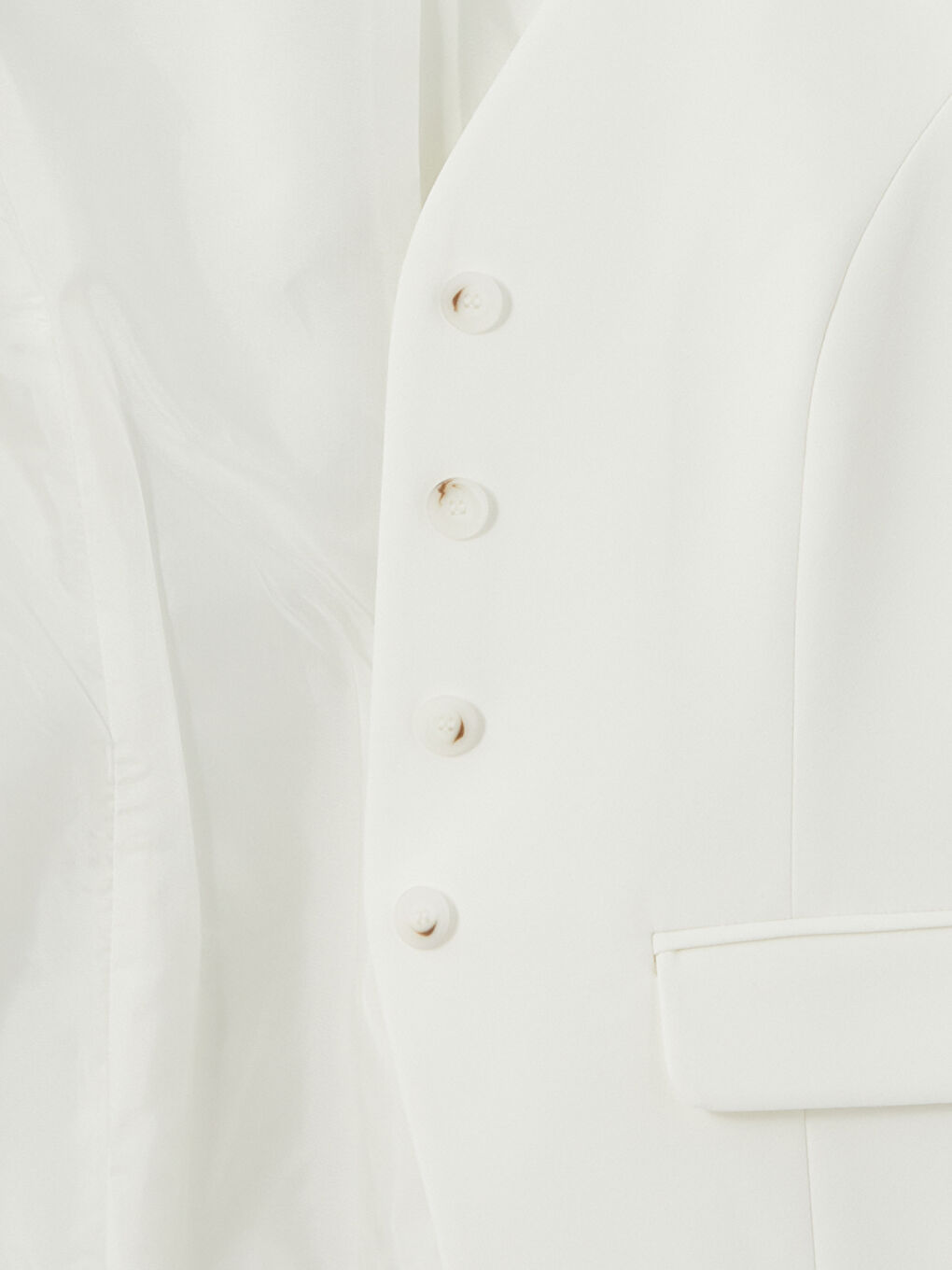 Beyaz V Yaka Kadın Klasik Yelek-7