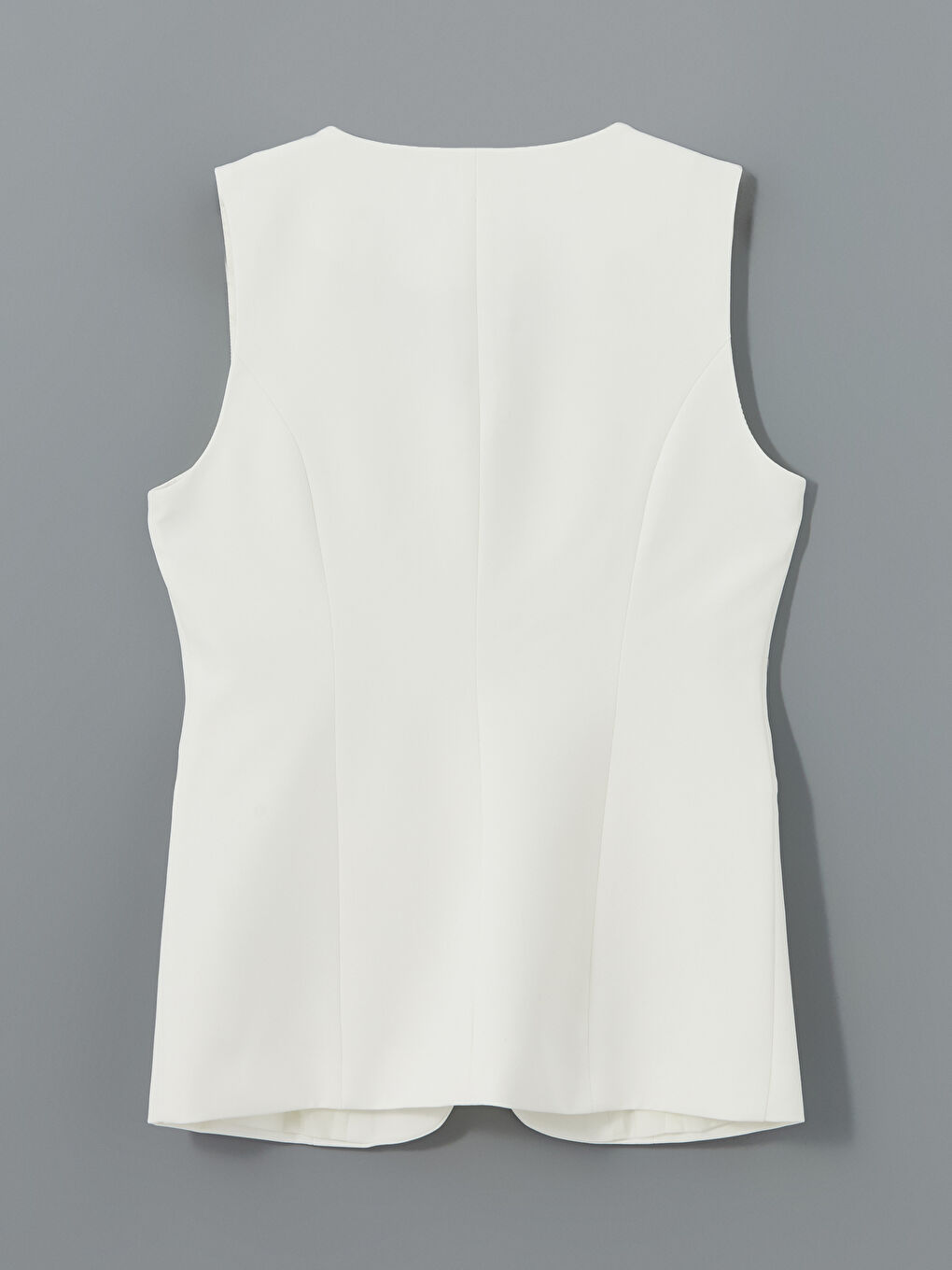 Beyaz V Yaka Kadın Klasik Yelek-8