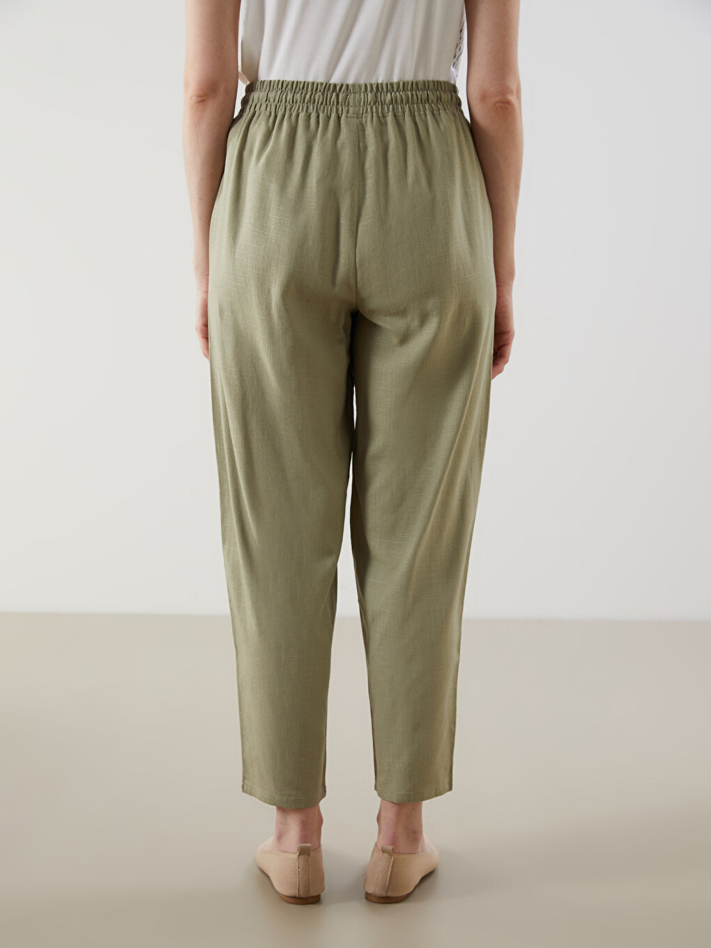 Ženske pantalone sa mešavionom lana šargarepa izleda -S5K040Z8-F47