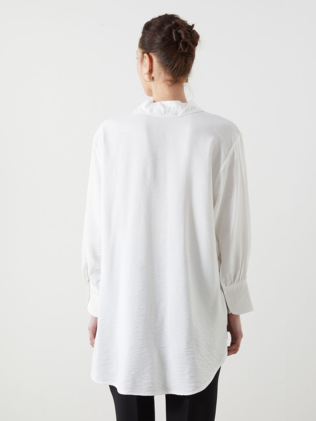 LCWAIKIKI Classic Ekru Oversize Kadın Gömlek Tunik - 7