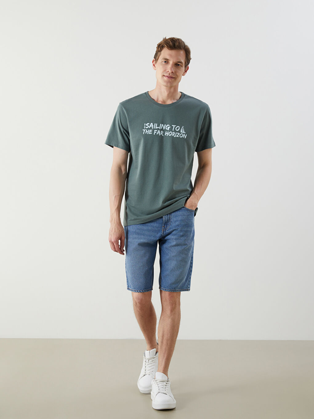 LCW ECO Crew Neck Printed Jersey Men's T-Shirt -S5K059Z8-H9D