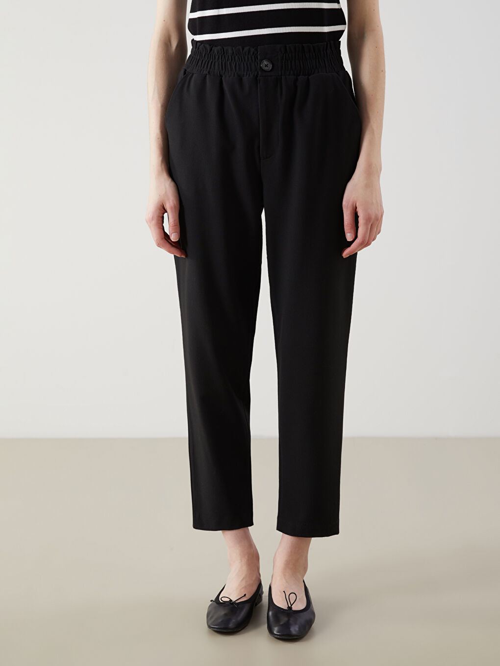 LCW Modest Siyah Beli Lastikli Kadın Pantolon - 1