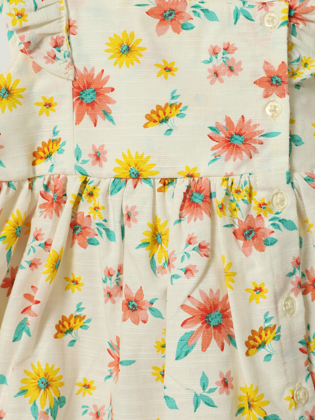 Square Collar Floral Girls' Poplin Dress-2