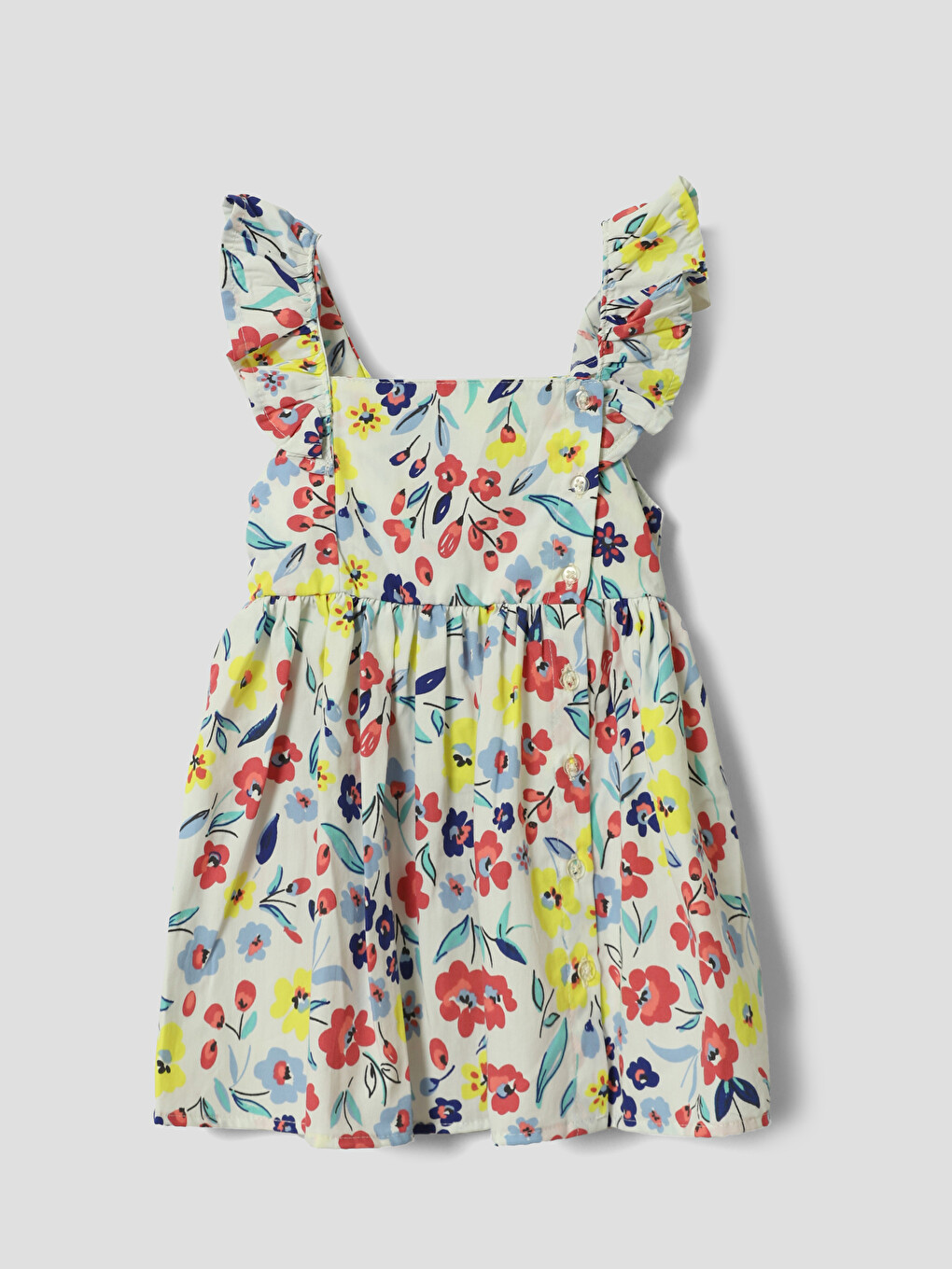 Square Collar Floral Girls' Poplin Dress