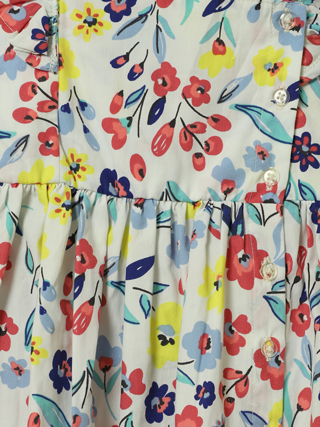 Square Collar Floral Girls' Poplin Dress-2