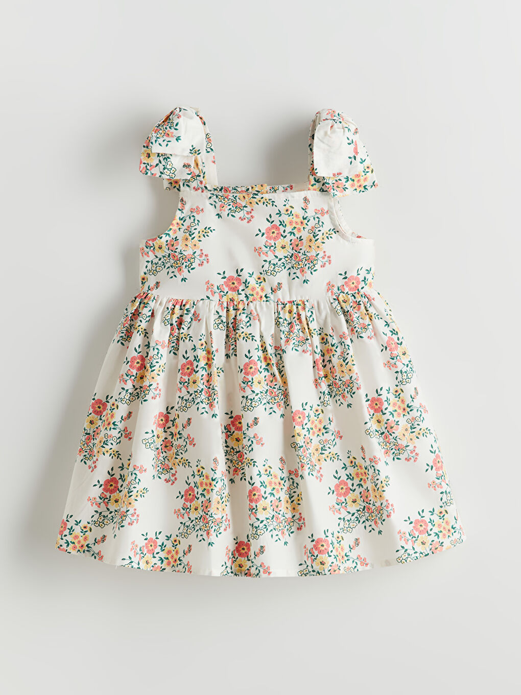 فستان بوبلين بياقة مربعة للبنات