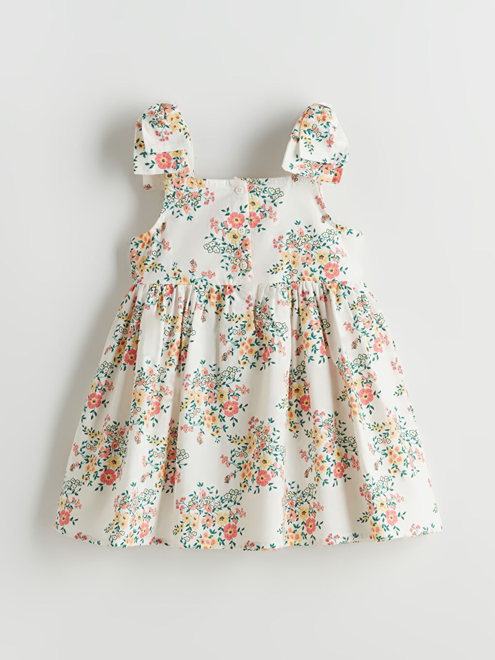 فستان بوبلين بياقة مربعة للبنات-1