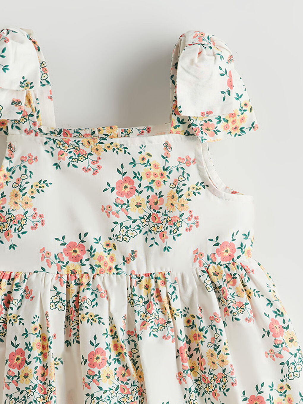 فستان بوبلين بياقة مربعة للبنات-2