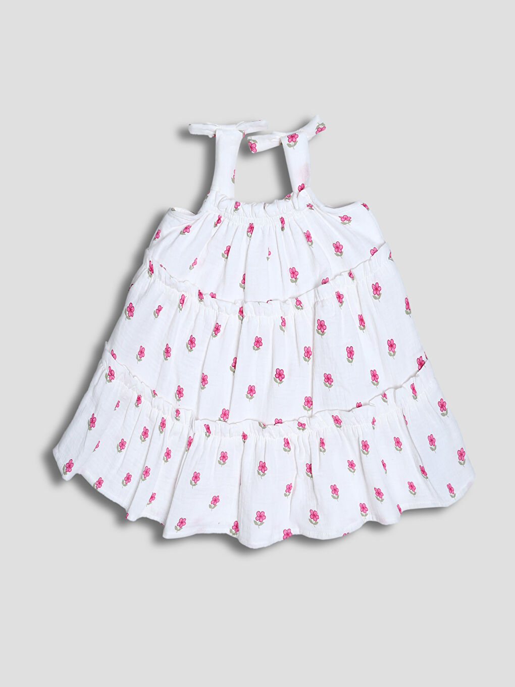 Square Collar Girls' Muslin Dress-1