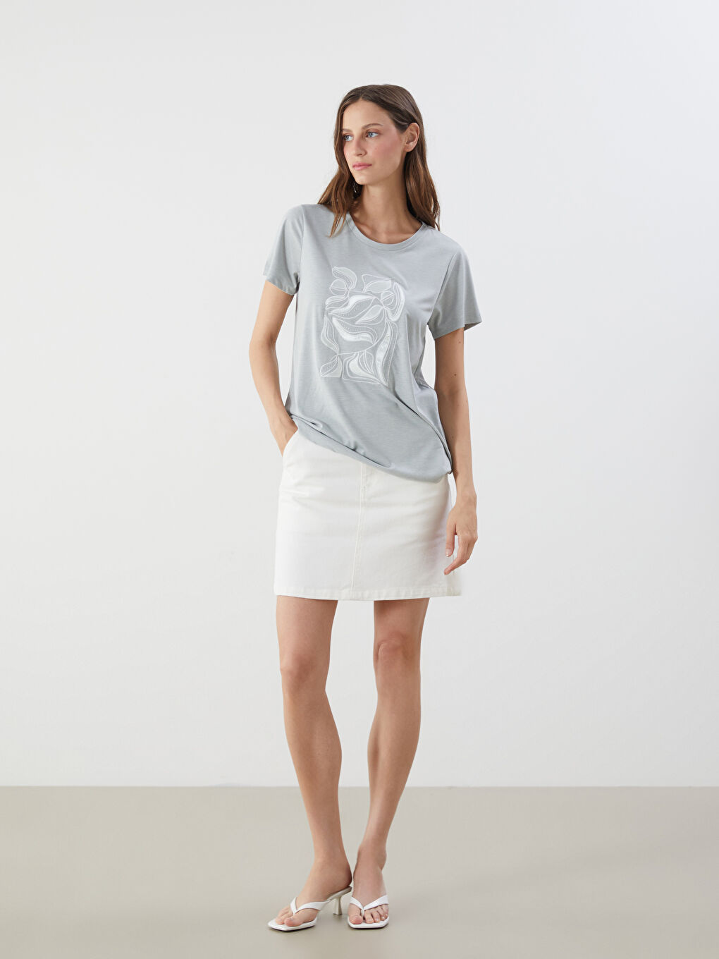 Crew Neck Printed Women's T-Shirt -S5K139Z8-FJR