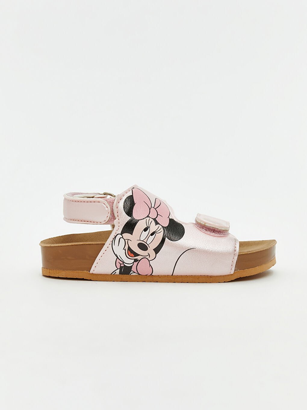 Pembe Minnie Mouse Baskılı Kız Bebek Sandalet-1