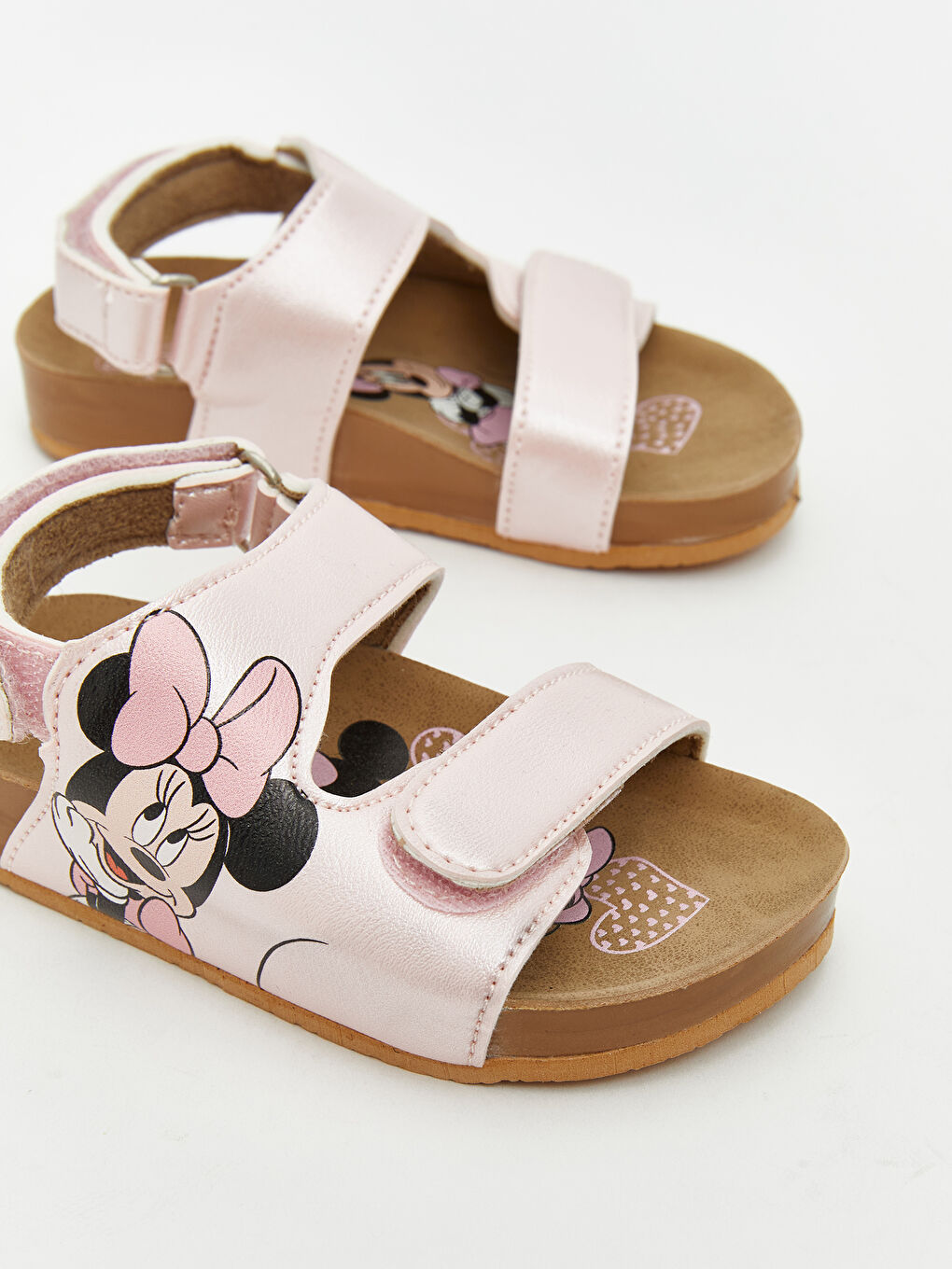 Pembe Minnie Mouse Baskılı Kız Bebek Sandalet-2