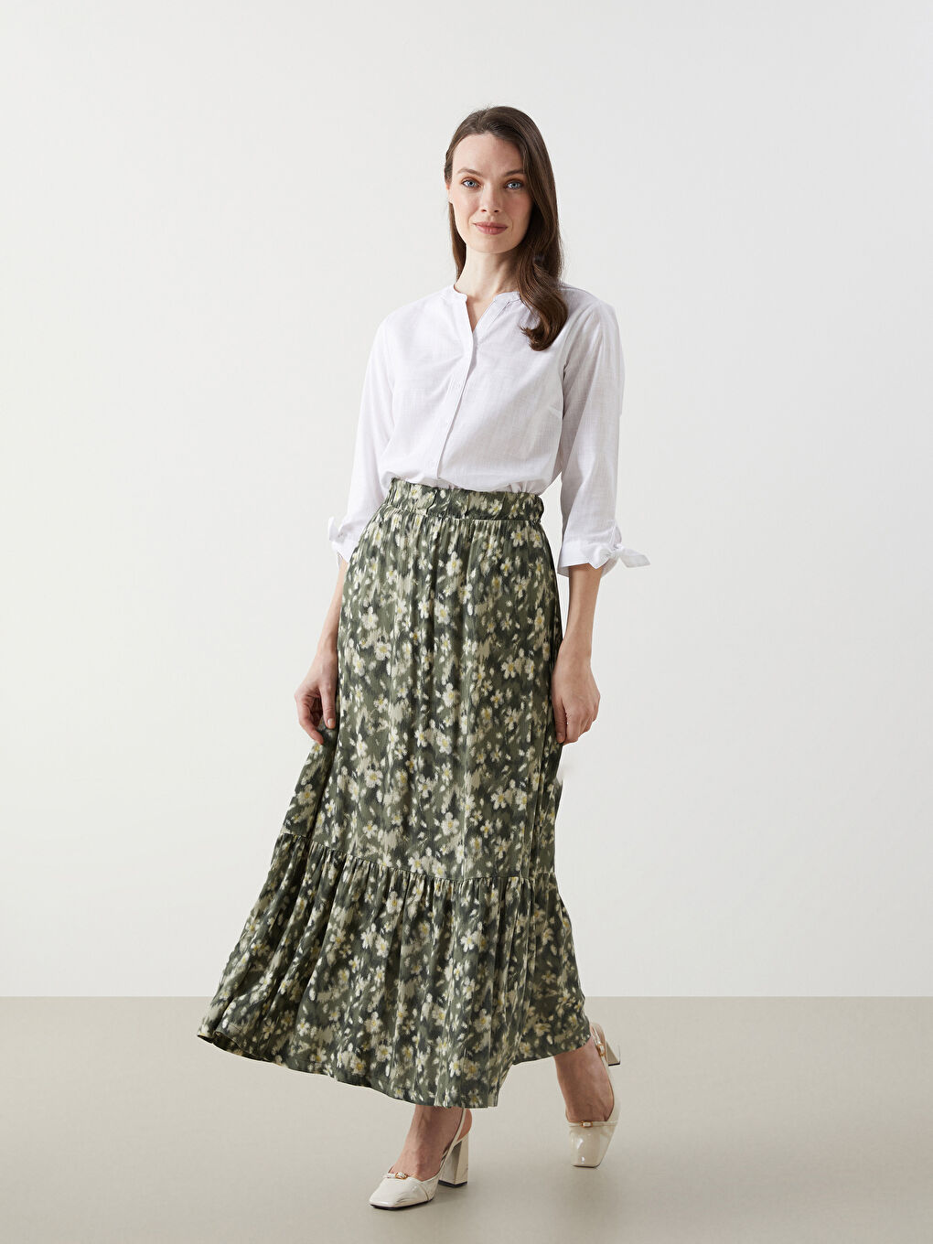 Elastic Waist Floral A-Line Women's Skirt -S5K171Z8-LRF