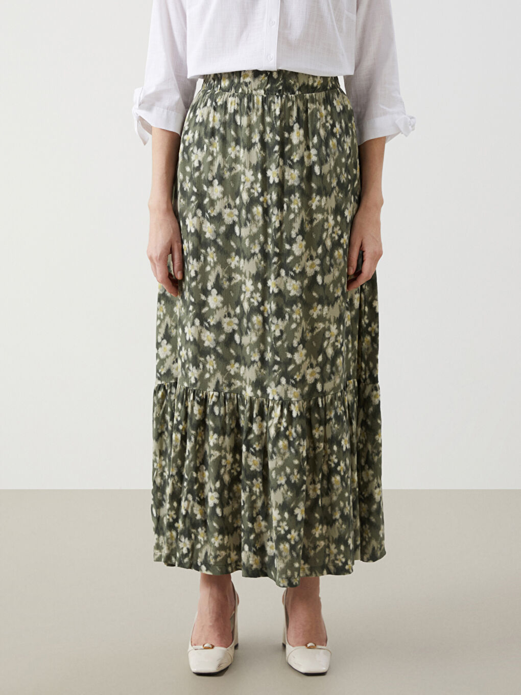 Elastic Waist Floral A-Line Women's Skirt -S5K171Z8-LRF