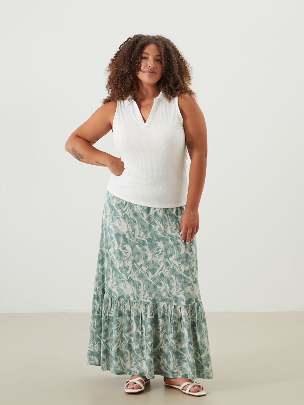 Elasticated Waist Patterned A-Line Skirt -S5K171Z8-LRL